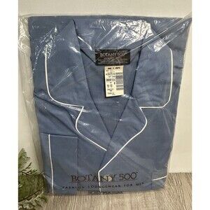 VTG NEW Botany 500 Men’s 2-pc Pajama Set Collared Shirt & Pants Blue Grandpa XL